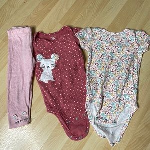 Set of Carter Onesies and Matching Leggings